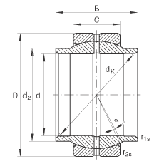 關(guān)節(jié)軸承 GE70-LO, 根據(jù) DIN ISO 12 240-1 標(biāo)準(zhǔn)，需維護(hù)