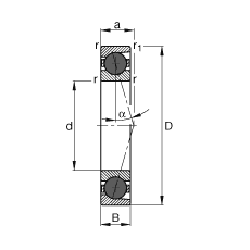 主軸軸承 HCB71919-C-T-P4S, 調節，成對或單元安裝，接觸角 α = 15°，陶瓷球，限制公差