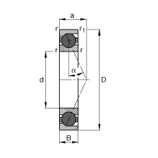 主軸軸承 HCB7007-E-T-P4S, 調節，成對或單元安裝，接觸角 α = 25°，陶瓷球，限制公差